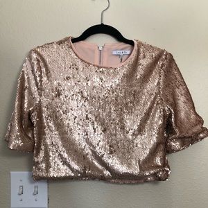 Gold Sequin Crop Top